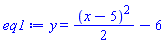 y = (1/2)*(x-5)^2-6