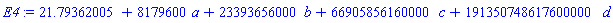 21.79362005+8179600*a+23393656000*b+66905856160000*c+191350748617600000*d
