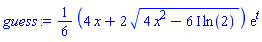 (1/6)*(4*x+2*(4*x^2-(6*I)*ln(2))^(1/2))*exp(t)