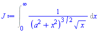 Int(1/((a^2+x^2)^(3/2)*x^(1/2)), x = 0 .. infinity)