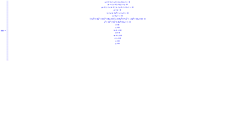 [PIECEWISE([Typesetting:-mrow(Typesetting:-mrow(Typesetting:-mrow(Typesetting:-mi("y"), Typesetting:-mo("&InvisibleTimes;"), Typesetting:-mi("s")), Typesetting:-mo("&plus;"), Typesetting:-mrow(Typesetting:-mfenced(Typesetting:-mrow(Typesetting:-mo("&uminus0;"), Typesetting:-mi("x"), Typesetting:-mo("&minus;"), Typesetting:-mi("y"), Typesetting:-mo("&plus;"), Typesetting:-mn("1"))), Typesetting:-mo("&InvisibleTimes;"), Typesetting:-mi("n"), Typesetting:-mo("&InvisibleTimes;"), Typesetting:-mi("k")), Typesetting:-mo("&plus;"), Typesetting:-mrow(Typesetting:-mi("n"), Typesetting:-mo("&InvisibleTimes;"), Typesetting:-mi("x")), Typesetting:-mo("&minus;"), Typesetting:-mi("t")), Typesetting:-mo("&equals;"), Typesetting:-mn("0")), ``], [Typesetting:-mrow(Typesetting:-mrow(Typesetting:-mrow(Typesetting:-mfenced(Typesetting:-mrow(Typesetting:-mi("m"), Typesetting:-mo("&minus;"), Typesetting:-mi("t"))), Typesetting:-mo("&InvisibleTimes;"), Typesetting:-mi("k")), Typesetting:-mo("&plus;"), Typesetting:-mrow(Typesetting:-mfenced(Typesetting:-mrow(Typesetting:-mi("x"), Typesetting:-mo("&plus;"), Typesetting:-mi("y"))), Typesetting:-mo("&InvisibleTimes;"), Typesetting:-mi("t")), Typesetting:-mo("&minus;"), Typesetting:-mi("y")), Typesetting:-mo("&equals;"), Typesetting:-mn("0")), ``], [Typesetting:-mrow(Typesetting:-mrow(Typesetting:-mrow(Typesetting:-mi("y"), Typesetting:-mo("&InvisibleTimes;"), Typesetting:-mi("n")), Typesetting:-mo("&plus;"), Typesetting:-mrow(Typesetting:-mfenced(Typesetting:-mrow(Typesetting:-mn("1"), Typesetting:-mo("&minus;"), Typesetting:-mi("x"))), Typesetting:-mo("&InvisibleTimes;"), Typesetting:-mi("m")), Typesetting:-mo("&plus;"), Typesetting:-mrow(Typesetting:-mfenced(Typesetting:-mrow(Typesetting:-mo("&uminus0;"), Typesetting:-mi("x"), Typesetting:-mo("&minus;"), Typesetting:-mi("y"), Typesetting:-mo("&plus;"), Typesetting:-mn("1"))), Typesetting:-mo("&InvisibleTimes;"), Typesetting:-mi("t")), Typesetting:-mo("&plus;"), Typesetting:-mi("x"), Typesetting:-mo("&minus;"), Typesetting:-mn("1")), Typesetting:-mo("&equals;"), Typesetting:-mn("0")), ``], [Typesetting:-mrow(Typesetting:-mrow(Typesetting:-mi("p"), Typesetting:-mo("&minus;"), Typesetting:-mi("m")), Typesetting:-mo("&equals;"), Typesetting:-mn("0")), ``], [Typesetting:-mrow(Typesetting:-mrow(Typesetting:-mrow(Typesetting:-mfenced(Typesetting:-mrow(Typesetting:-mi("x"), Typesetting:-mo("&minus;"), Typesetting:-mi("y"))), Typesetting:-mo("&InvisibleTimes;"), Typesetting:-mi("m")), Typesetting:-mo("&plus;"), Typesetting:-msup(Typesetting:-mi("y"), Typesetting:-mn("2")), Typesetting:-mo("&minus;"), Typesetting:-mi("x"), Typesetting:-mo("&minus;"), Typesetting:-mi("y"), Typesetting:-mo("&plus;"), Typesetting:-mn("1")), Typesetting:-mo("&equals;"), Typesetting:-mn("0")), ``], [Typesetting:-mrow(Typesetting:-mrow(Typesetting:-mrow(Typesetting:-mi("x"), Typesetting:-mo("&InvisibleTimes;"), Typesetting:-mi("t")), Typesetting:-mo("&plus;"), Typesetting:-mi("y"), Typesetting:-mo("&minus;"), Typesetting:-mn("1")), Typesetting:-mo("&equals;"), Typesetting:-mn("0")), ``], [Typesetting:-mrow(Typesetting:-mrow(Typesetting:-mrow(Typesetting:-mfenced(Typesetting:-mrow(Typesetting:-mrow(Typesetting:-mn("33"), Typesetting:-mo("&InvisibleTimes;"), Typesetting:-msup(Typesetting:-mi("y"), Typesetting:-mn("4"))), Typesetting:-mo("&plus;"), Typesetting:-mrow(Typesetting:-mn("36"), Typesetting:-mo("&InvisibleTimes;"), Typesetting:-msup(Typesetting:-mi("y"), Typesetting:-mn("3"))), Typesetting:-mo("&minus;"), Typesetting:-mrow(Typesetting:-mn("67"), Typesetting:-mo("&InvisibleTimes;"), Typesetting:-msup(Typesetting:-mi("y"), Typesetting:-mn("2"))), Typesetting:-mo("&minus;"), Typesetting:-mrow(Typesetting:-mn("20"), Typesetting:-mo("&InvisibleTimes;"), Typesetting:-mi("y")), Typesetting:-mo("&plus;"), Typesetting:-mn("25"))), Typesetting:-mo("&InvisibleTimes;"), Typesetting:-mi("x")), Typesetting:-mo("&plus;"), Typesetting:-mrow(Typesetting:-mn("49"), Typesetting:-mo("&InvisibleTimes;"), Typesetting:-msup(Typesetting:-mi("y"), Typesetting:-mn("4"))), Typesetting:-mo("&plus;"), Typesetting:-mrow(Typesetting:-mn("75"), Typesetting:-mo("&InvisibleTimes;"), Typesetting:-msup(Typesetting:-mi("y"), Typesetting:-mn("3"))), Typesetting:-mo("&minus;"), Typesetting:-mrow(Typesetting:-mn("112"), Typesetting:-mo("&InvisibleTimes;"), Typesetting:-msup(Typesetting:-mi("y"), Typesetting:-mn("2"))), Typesetting:-mo("&minus;"), Typesetting:-mrow(Typesetting:-mn("50"), Typesetting:-mo("&InvisibleTimes;"), Typesetting:-mi("y")), Typesetting:-mo("&plus;"), Typesetting:-mn("50")), Typesetting:-mo("&equals;"), Typesetting:-mn("0")), ``], [Typesetting:-mrow(Typesetting:-mrow(Typesetting:-msup(Typesetting:-mi("y"), Typesetting:-mn("5")), Typesetting:-mo("&minus;"), Typesetting:-mrow(Typesetting:-mn("4"), Typesetting:-mo("&InvisibleTimes;"), Typesetting:-msup(Typesetting:-mi("y"), Typesetting:-mn("4"))), Typesetting:-mo("&minus;"), Typesetting:-mrow(Typesetting:-mn("9"), Typesetting:-mo("&InvisibleTimes;"), Typesetting:-msup(Typesetting:-mi("y"), Typesetting:-mn("3"))), Typesetting:-mo("&plus;"), Typesetting:-mrow(Typesetting:-mn("10"), Typesetting:-mo("&InvisibleTimes;"), Typesetting:-msup(Typesetting:-mi("y"), Typesetting:-mn("2"))), Typesetting:-mo("&plus;"), Typesetting:-mrow(Typesetting:-mn("6"), Typesetting:-mo("&InvisibleTimes;"), Typesetting:-mi("y")), Typesetting:-mo("&minus;"), Typesetting:-mn("5")), Typesetting:-mo("&equals;"), Typesetting:-mn("0")), ``], [Typesetting:-mrow(Typesetting:-mi("s"), Typesetting:-mo("&gt;"), Typesetting:-mn("0")), ``], [Typesetting:-mrow(Typesetting:-mi("k"), Typesetting:-mo("&gt;"), Typesetting:-mn("0")), ``], [Typesetting:-mrow(Typesetting:-mrow(Typesetting:-mo("&uminus0;"), Typesetting:-mi("k"), Typesetting:-mo("&plus;"), Typesetting:-mn("1")), Typesetting:-mo("&gt;"), Typesetting:-mn("0")), ``], [Typesetting:-mrow(Typesetting:-mi("m"), Typesetting:-mo("&gt;"), Typesetting:-mn("0")), ``], [Typesetting:-mrow(Typesetting:-mrow(Typesetting:-mo("&uminus0;"), Typesetting:-mi("m"), Typesetting:-mo("&plus;"), Typesetting:-mn("1")), Typesetting:-mo("&gt;"), Typesetting:-mn("0")), ``], [Typesetting:-mrow(Typesetting:-mrow(Typesetting:-mn("1"), Typesetting:-mo("&minus;"), Typesetting:-mi("t")), Typesetting:-mo("&gt;"), Typesetting:-mn("0")), ``], [Typesetting:-mrow(Typesetting:-mi("x"), Typesetting:-mo("&gt;"), Typesetting:-mn("0")), ``], [Typesetting:-mrow(Typesetting:-mi("y"), Typesetting:-mo("&gt;"), Typesetting:-mn("0")), ``], [Typesetting:-mrow(Typesetting:-mrow(Typesetting:-mrow(Typesetting:-mn("17836774360771233559"), Typesetting:-mo("&InvisibleTimes;"), Typesetting:-msup(Typesetting:-mi("y"), Typesetting:-mn("4"))), Typesetting:-mo("&plus;"), Typesetting:-mrow(Typesetting:-mn("23312270555303635840"), Typesetting:-mo("&InvisibleTimes;"), Typesetting:-msup(Typesetting:-mi("y"), Typesetting:-mn("3"))), Typesetting:-mo("&minus;"), Typesetting:-mrow(Typesetting:-mn("36813263747524758016"), Typesetting:-mo("&InvisibleTimes;"), Typesetting:-msup(Typesetting:-mi("y"), Typesetting:-mn("2"))), Typesetting:-mo("&minus;"), Typesetting:-mrow(Typesetting:-mn("16999434888337305427"), Typesetting:-mo("&InvisibleTimes;"), Typesetting:-mi("y")), Typesetting:-mo("&plus;"), Typesetting:-mn("16805020270019877985")), Typesetting:-mo("&gt;"), Typesetting:-mn("0")), ``], [Typesetting:-mrow(Typesetting:-mrow(Typesetting:-mrow(Typesetting:-mn("68035832709960032729"), Typesetting:-mo("&InvisibleTimes;"), Typesetting:-msup(Typesetting:-mi("y"), Typesetting:-mn("4"))), Typesetting:-mo("&plus;"), Typesetting:-mrow(Typesetting:-mn("88921332273413636450"), Typesetting:-mo("&InvisibleTimes;"), Typesetting:-msup(Typesetting:-mi("y"), Typesetting:-mn("3"))), Typesetting:-mo("&minus;"), Typesetting:-mrow(Typesetting:-mn("140418945892093032248"), Typesetting:-mo("&InvisibleTimes;"), Typesetting:-msup(Typesetting:-mi("y"), Typesetting:-mn("2"))), Typesetting:-mo("&minus;"), Typesetting:-mrow(Typesetting:-mn("64841920677770381963"), Typesetting:-mo("&InvisibleTimes;"), Typesetting:-mi("y")), Typesetting:-mo("&plus;"), Typesetting:-mn("64100353834571012315")), Typesetting:-mo("&gt;"), Typesetting:-mn("0")), ``], [Typesetting:-mrow(Typesetting:-mrow(Typesetting:-mrow(Typesetting:-mn("395393878318278799"), Typesetting:-mo("&InvisibleTimes;"), Typesetting:-msup(Typesetting:-mi("y"), Typesetting:-mn("4"))), Typesetting:-mo("&plus;"), Typesetting:-mrow(Typesetting:-mn("516771075364857892"), Typesetting:-mo("&InvisibleTimes;"), Typesetting:-msup(Typesetting:-mi("y"), Typesetting:-mn("3"))), Typesetting:-mo("&minus;"), Typesetting:-mrow(Typesetting:-mn("816052209463867711"), Typesetting:-mo("&InvisibleTimes;"), Typesetting:-msup(Typesetting:-mi("y"), Typesetting:-mn("2"))), Typesetting:-mo("&minus;"), Typesetting:-mrow(Typesetting:-mn("376832287828787077"), Typesetting:-mo("&InvisibleTimes;"), Typesetting:-mi("y")), Typesetting:-mo("&plus;"), Typesetting:-mn("372522632482479610")), Typesetting:-mo("&gt;"), Typesetting:-mn("0")), ``], [Typesetting:-mrow(Typesetting:-mrow(Typesetting:-mrow(Typesetting:-mn("2578724"), Typesetting:-mo("&InvisibleTimes;"), Typesetting:-msup(Typesetting:-mi("y"), Typesetting:-mn("4"))), Typesetting:-mo("&plus;"), Typesetting:-mrow(Typesetting:-mn("3370145"), Typesetting:-mo("&InvisibleTimes;"), Typesetting:-msup(Typesetting:-mi("y"), Typesetting:-mn("3"))), Typesetting:-mo("&minus;"), Typesetting:-mrow(Typesetting:-mn("5322206"), Typesetting:-mo("&InvisibleTimes;"), Typesetting:-msup(Typesetting:-mi("y"), Typesetting:-mn("2"))), Typesetting:-mo("&minus;"), Typesetting:-mrow(Typesetting:-mn("2457356"), Typesetting:-mo("&InvisibleTimes;"), Typesetting:-mi("y")), Typesetting:-mo("&plus;"), Typesetting:-mn("2429405")), Typesetting:-mo("&gt;"), Typesetting:-mn("0")), ``], [Typesetting:-mrow(Typesetting:-mrow(Typesetting:-mrow(Typesetting:-mn("54934894202671597638556358145172569640154047739"), Typesetting:-mo("&InvisibleTimes;"), Typesetting:-msup(Typesetting:-mi("y"), Typesetting:-mn("4"))), Typesetting:-mo("&plus;"), Typesetting:-mrow(Typesetting:-mn("71798694691042446509020111418758354095340318994"), Typesetting:-mo("&InvisibleTimes;"), Typesetting:-msup(Typesetting:-mi("y"), Typesetting:-mn("3"))), Typesetting:-mo("&minus;"), Typesetting:-mrow(Typesetting:-mn("113379959197568060504430368068828574817949079528"), Typesetting:-mo("&InvisibleTimes;"), Typesetting:-msup(Typesetting:-mi("y"), Typesetting:-mn("2"))), Typesetting:-mo("&minus;"), Typesetting:-mrow(Typesetting:-mn("52355999925971380145844477086883131877347035088"), Typesetting:-mo("&InvisibleTimes;"), Typesetting:-mi("y")), Typesetting:-mo("&plus;"), Typesetting:-mn("51757228742450466647859970592507763682984582565")), Typesetting:-mo("&gt;"), Typesetting:-mn("0")), ``])]