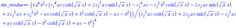 8*a^4*b^2*c*(c__1^4*a*c*cosh(a^(1/2)*x)+2*c__1^3*a*c*sinh(a^(1/2)*x)-c__1^4*a*c-c__1^2*b^2*cosh(a^(1/2)*x)-2*c__1*a*c*sinh(a^(1/2)*x)+2*c__1^2*a*c+c__1^2*b^2-a*c*cosh(a^(1/2)*x)+b^2*cosh(a^(1/2)*x)-a*c-b^2)/(c__1^2*a*c*cosh(a^(1/2)*x)+2*c__1*a*c*sinh(a^(1/2)*x)-c__1^2*a*c+a*c*cosh(a^(1/2)*x)-b^2*cosh(a^(1/2)*x)+a*c-b^2)^4