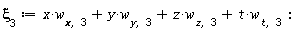 xi[3] := t*w[t, 3]+x*w[x, 3]+y*w[y, 3]+z*w[z, 3]: