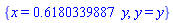 {x = .6180339887*y, y = y}