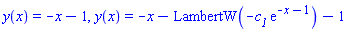 y(x) = -x-1, y(x) = -x-LambertW(-c__1*exp(-x-1))-1