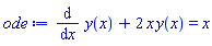 diff(y(x), x)+2*x*y(x) = x