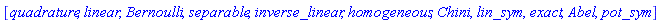 [quadrature, linear, Bernoulli, separable, inverse_linear, homogeneous, Chini, lin_sym, exact, Abel, pot_sym]