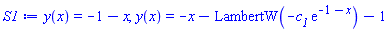 y(x) = -1-x, y(x) = -x-LambertW(-c__1*exp(-1-x))-1