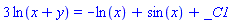 3*ln(x+y) = -ln(x)+sin(x)+_C1