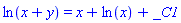 ln(x+y) = x+ln(x)+_C1