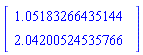 Vector[column]([[1.05183266435144], [2.04200524535766]])
