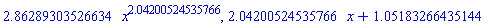 2.86289303526634*x^2.04200524535766, 2.04200524535766*x+1.05183266435144