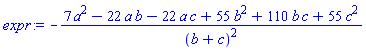 -(7*a^2-22*a*b-22*a*c+55*b^2+110*b*c+55*c^2)/(b+c)^2