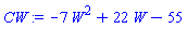 -7*W^2+22*W-55
