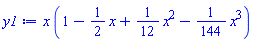 x*(1-(1/2)*x+(1/12)*x^2-(1/144)*x^3)
