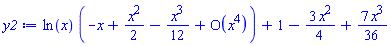 ln(x)*(-x+(1/2)*x^2-(1/12)*x^3+O(x^4))+1-(3/4)*x^2+(7/36)*x^3