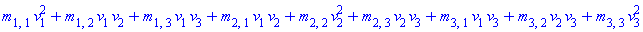 m[1, 1]*v[1]^2+m[1, 2]*v[1]*v[2]+m[1, 3]*v[1]*v[3]+m[2, 1]*v[1]*v[2]+m[2, 2]*v[2]^2+m[2, 3]*v[2]*v[3]+m[3, 1]*v[1]*v[3]+m[3, 2]*v[2]*v[3]+m[3, 3]*v[3]^2