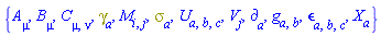 {A[mu], B[mu], C[mu, nu], Physics:-Dgamma[a], M[i, j], Physics:-Psigma[a], U[a, b, c], V[j], Physics:-d_[a], Physics:-g_[a, b], Physics:-LeviCivita[a, b, c], Physics:-SpaceTimeVector[a](X)}