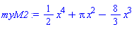 (1/2)*x^4+Pi*x^2-(8/3)*x^3