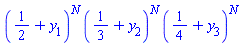 (1/2+y[1])^N*(1/3+y[2])^N*(1/4+y[3])^N