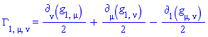 Physics:-Christoffel[1, mu, nu] = (1/2)*Physics:-d_[nu](Physics:-g_[1, mu], [X])+(1/2)*Physics:-d_[mu](Physics:-g_[1, nu], [X])-(1/2)*Physics:-d_[1](Physics:-g_[mu, nu], [X])