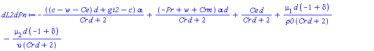 -((c-w-Ce)*d+g*i2-c)*alpha/(Cr*d+2)+(-Pr+w+Crm)*alpha*d/(Cr*d+2)+Ce*d/(Cr*d+2)+mu[1]*d*(-1+delta)/(rho0*(Cr*d+2))-mu[2]*d*(-1+delta)/(upsilon*(Cr*d+2))