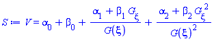V(xi) = alpha[0]+beta[0]+(alpha[1]+beta[1]*(diff(G(xi), xi)))/G(xi)+(alpha[2]+beta[2]*(diff(G(xi), xi))^2)/G(xi)^2