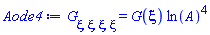 diff(diff(diff(diff(G(xi), xi), xi), xi), xi) = G(xi)*ln(A)^4