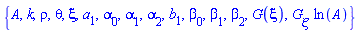 {A, k, rho, theta, xi, a[1], alpha[0], alpha[1], alpha[2], b[1], beta[0], beta[1], beta[2], G(xi), diff(G(xi), xi), ln(A)}