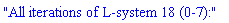"All iterations of L-system 18 (0-7):"