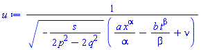 1/((-s/(2*p^2-2*q^2))^(1/2)*(a*x^alpha/alpha-b*t^beta/beta+nu))