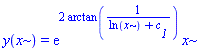 y(x) = exp(2*arctan(1/(ln(x)+c__1)))*x