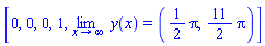 [0, 0, 0, 1, limit(y(x), x = infinity) = ((1/2)*Pi, (11/2)*Pi)]