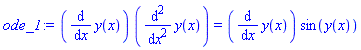(diff(y(x), x))*(diff(diff(y(x), x), x)) = (diff(y(x), x))*sin(y(x))