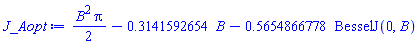 (1/2)*B^2*Pi-.3141592654*B-.5654866778*BesselJ(0, B)
