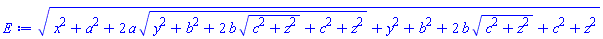 (x^2+a^2+2*a*(y^2+b^2+2*b*(c^2+z^2)^(1/2)+c^2+z^2)^(1/2)+y^2+b^2+2*b*(c^2+z^2)^(1/2)+c^2+z^2)^(1/2)