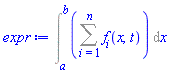 Int(Sum(f[i](x, t), i = 1 .. n), x = a .. b)