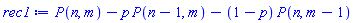 P(n, m)-p*P(n-1, m)-(1-p)*P(n, m-1)