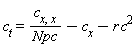 c[t] = c[x, x]/Npc-c[x]-r*c^2