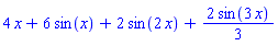 4*x+6*sin(x)+2*sin(2*x)+(2/3)*sin(3*x)