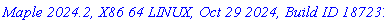 `Maple 2024.2, X86 64 LINUX, Oct 29 2024, Build ID 1872373`