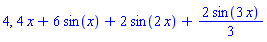 4, 4*x+6*sin(x)+2*sin(2*x)+(2/3)*sin(3*x)