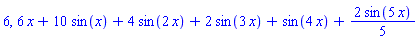 6, 6*x+10*sin(x)+4*sin(2*x)+2*sin(3*x)+sin(4*x)+(2/5)*sin(5*x)