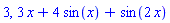 3, 3*x+4*sin(x)+sin(2*x)